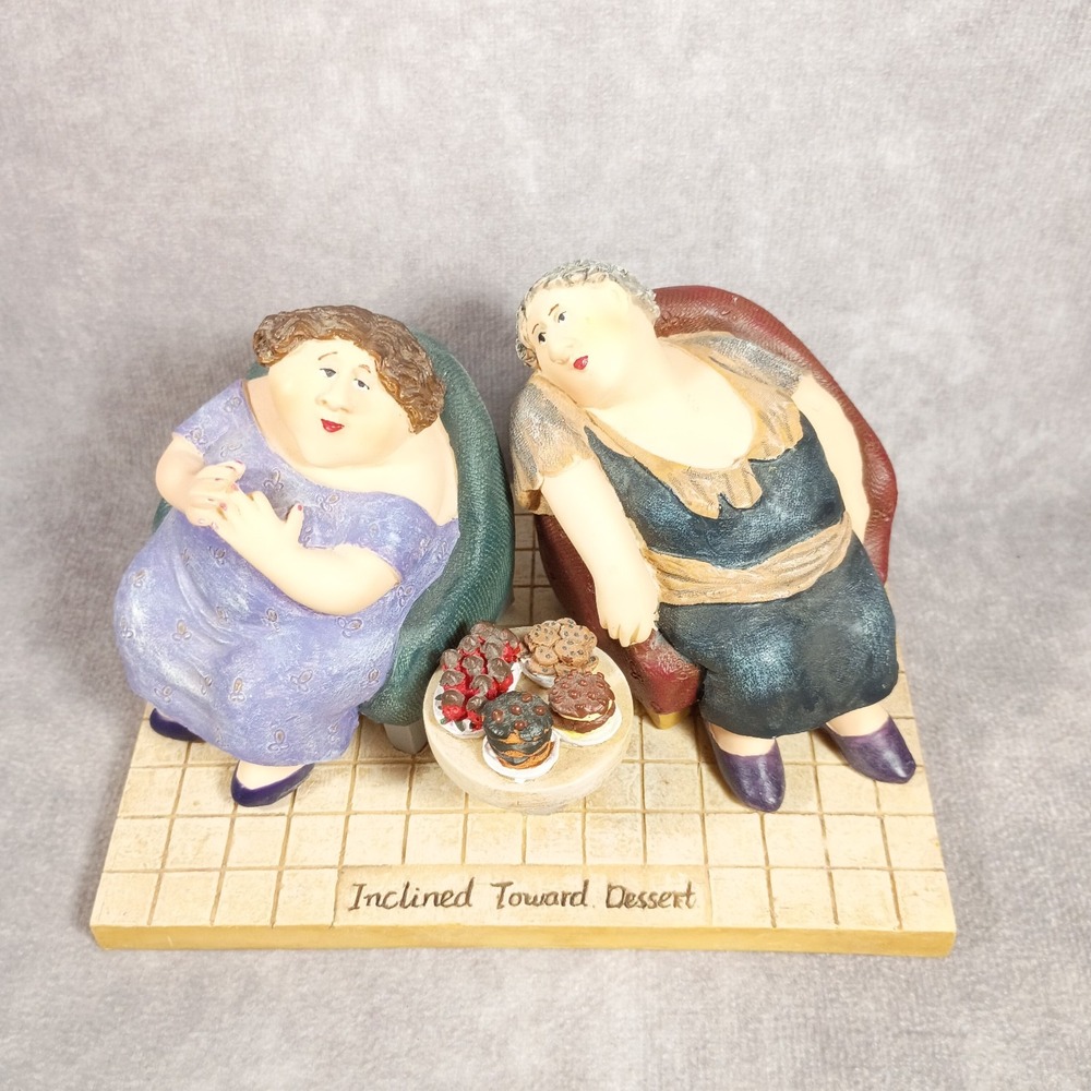 Inclined Toward Dessert Figurine Two Women Friends Humor Collectible Decor